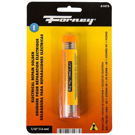 Forney Solder, Electrical Repair, Rosin Core, 1/16 in, .75 Ounce 61473